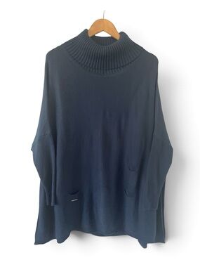 MERSEA Women's Catalina Blue Turtleneck Travelers Sweater One Size